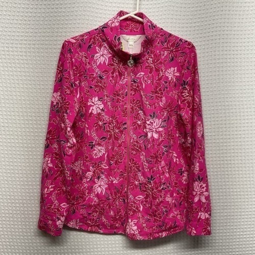 NWT Lilly Pulitzer UPF50+ Pink Giraffic Park Full Zip Jacket Women L Vietnam